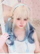 Japanese Style Beige Gradient Blue Cute Air Bangs Decoration Classic Lolita Long Curly Hair