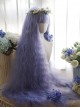 Blue Purple Extra Long Stylish Little Curly Design Air Bangs Classic Lolita Princess Long Wig