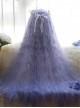 Blue Purple Extra Long Stylish Little Curly Design Air Bangs Classic Lolita Princess Long Wig