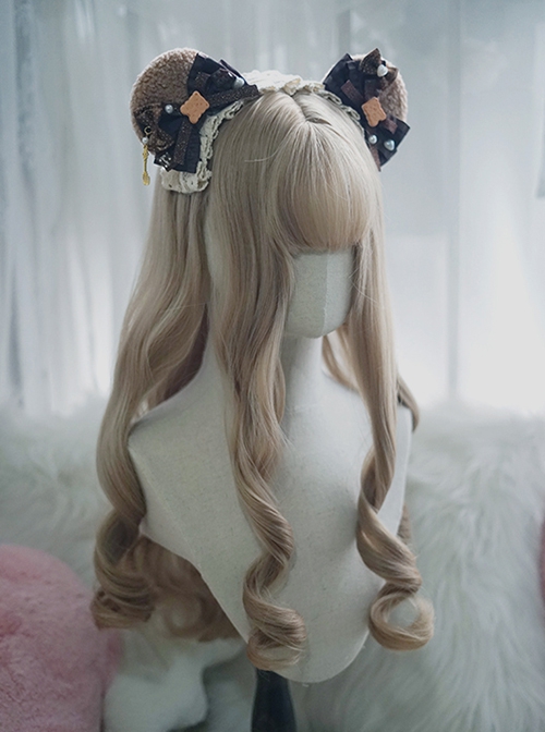 Classic Daily Natural Curl Long Brown Wavy Curly Hair Lolita Wigs