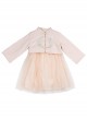 Exquisitely Embroidered Hanfu Chinese Style Vintage Buckle Design Mesh Sleeveless Kids Dress Set