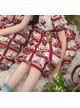 Retro Red Plaid Cartoon Animation Print Decoration Cute Doll Neckline Pleated Puff Cuffs Kids Classic Lolita Dress