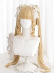 Cute Super Long Double Ponytail Tiger Clip Curly Air Bangs Decoration Classic Lolita Wigs