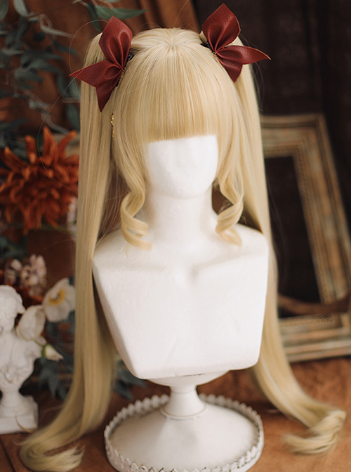 Cute Super Long Double Ponytail Tiger Clip Curly Air Bangs Decoration Classic Lolita Wigs