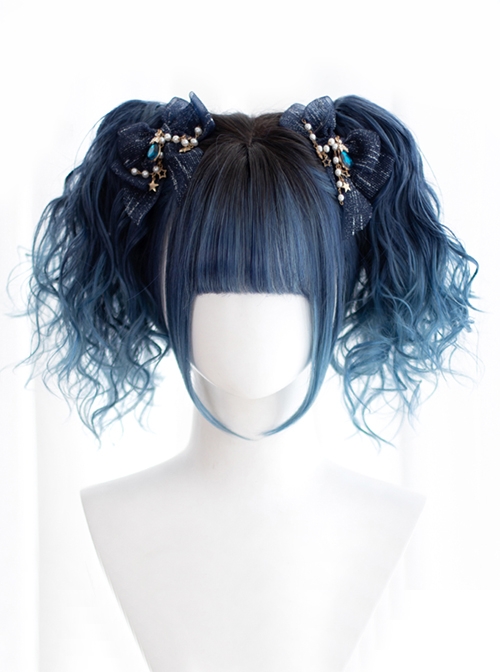 Fashion Personality Japanese Short Wavy Curl Double Ponytail Clip Air Bangs Decoration Classic Lolita Wigs
