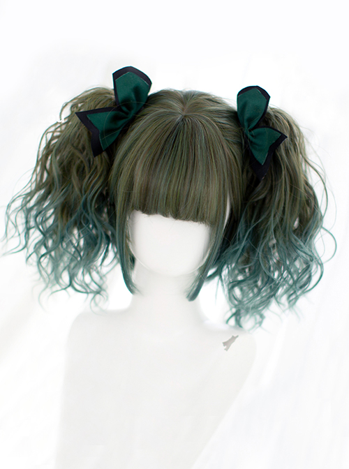 Fashion Personality Japanese Short Wavy Curl Double Ponytail Clip Air Bangs Decoration Classic Lolita Wigs