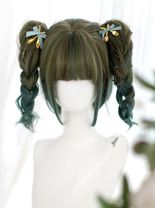 Fashion Personality Japanese Short Wavy Curl Double Ponytail Clip Air Bangs Decoration Classic Lolita Wigs