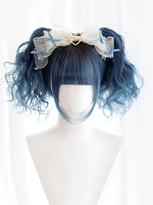 Fashion Personality Japanese Short Wavy Curl Double Ponytail Clip Air Bangs Decoration Classic Lolita Wigs