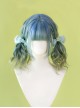 Playful Personality Blue-Green Gradient Wavy Curl Air Bangs Decoration Classic Lolita Short Wigs