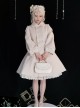 Grace White Wool Plush Double-Breasted Design Cute Bow Shawl Decoration Classic Lolita Long Coat