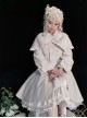 Grace White Wool Plush Double-Breasted Design Cute Bow Shawl Decoration Classic Lolita Long Coat