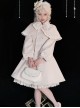 Grace White Wool Plush Double-Breasted Design Cute Bow Shawl Decoration Classic Lolita Long Coat