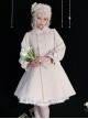 Grace White Wool Plush Double-Breasted Design Cute Bow Shawl Decoration Classic Lolita Long Coat