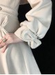 Grace White Wool Plush Double-Breasted Design Cute Bow Shawl Decoration Classic Lolita Long Coat