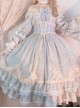 Retro Court Style Delicate Lace Jacquard Design Pleated Lace Trim Bow Knots Flared Sleeves Classic Lolita Dress