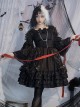 Retro Court Style Delicate Lace Jacquard Design Pleated Lace Trim Bow Knots Flared Sleeves Classic Lolita Dress