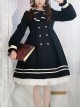 Naval Academy Style Bow Knots Double-Breasted Design Navy Square Collar Classic Lolita Long Sleeve Coat