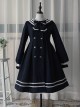 Naval Academy Style Bow Knots Double-Breasted Design Navy Square Collar Classic Lolita Long Sleeve Coat