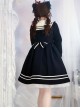 Naval Academy Style Bow Knots Double-Breasted Design Navy Square Collar Classic Lolita Long Sleeve Coat