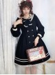 Naval Academy Style Bow Knots Double-Breasted Design Navy Square Collar Classic Lolita Long Sleeve Coat