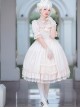 Elegant And Delicate Lace Floral Jacquard Pleated Ruffled Square Neckline Bow Knot Trim Classic Lolita Short Sleeve Dress