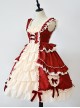 Classic Lolita Pleated  Lace Trim Layered Pleated Hem Heart Shaped Bow Knots Decoration Sleeveless Dress