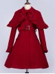 Vintage British Style Pleated Ruffle Trim Decoration Tie Bow Knot Classic Lolita Cape Coat