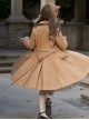 Vintage British Style Pleated Ruffle Trim Decoration Tie Bow Knot Classic Lolita Cape Coat