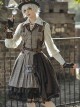 Retro Style Classic Check Design Coffee Color Decorative Bag Irregular Hem Metal Belt Buckle Classic Lolita Skirt