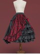 Dark Gothic Style Lace Jacquard Trim Multi-Layer Irregular Pleated Hem Decoration Lolita Skirt