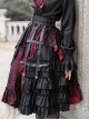 Dark Gothic Style Lace Jacquard Trim Multi-Layer Irregular Pleated Hem Decoration Lolita Skirt