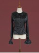 Black Simple Daily Lotus Leaf Neckline Design Gothic Lolita Long Sleeve Shirt