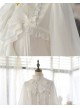 Elegant And Delicate Decorative Button Pleated Neckline Decoration Pure White Retro Court Style Long Sleeve Classic Lolita Shirt