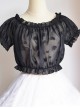 Cute Heart Shape Print Decoration Chiffon Crew Neck Classic Lolita Short Blouse