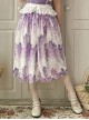 Elegant Purple Hydrangea Ornament Printing Ulti-Layer Pleated Classic Lolita Long Skirt