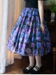 Elegant Purple Hydrangea Ornament Printing Ulti-Layer Pleated Classic Lolita Long Skirt