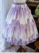 Elegant Purple Hydrangea Ornament Printing Ulti-Layer Pleated Classic Lolita Long Skirt