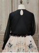 Mesh Lace Chest Irregular Cut Embroidered Cutout Crew Neck Classic Lolita Black Long Sleeve Shirt