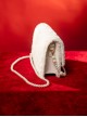 Classic Lolita Plush Pearl Heart-Shaped Design Square Shape Pearl Chain Sweet Bag