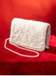 Classic Lolita Plush Pearl Heart-Shaped Design Square Shape Pearl Chain Sweet Bag