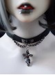 Gothic Metal Cross Skull Decoration Red Jewelry Dark Chain Leather Lolita Necklace