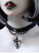 Gothic Metal Cross Skull Decoration Red Jewelry Dark Chain Leather Lolita Necklace