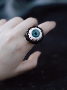 Halloween Dark Gothic Style Fear Realistic Blue Eyeball Lolita Ring