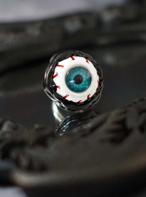 Halloween Dark Gothic Style Fear Realistic Blue Eyeball Lolita Ring