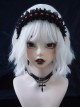 Dark Gothic Style Pleated Ruffle Red Ribbon Cross Decoration Lolita Headband