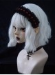 Dark Gothic Style Pleated Ruffle Red Ribbon Cross Decoration Lolita Headband