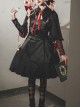 Dark Solid Gothic Halloween Style Irregular Cut At The Hem Bow Belt Decoration Lolita Witch Dress Set