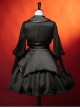 Dark Solid Gothic Halloween Style Irregular Cut At The Hem Bow Belt Decoration Lolita Witch Dress Set