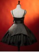 Dark Solid Gothic Halloween Style Irregular Cut At The Hem Bow Belt Decoration Lolita Witch Dress Set