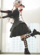 Dark Solid Gothic Halloween Style Irregular Cut At The Hem Bow Belt Decoration Lolita Witch Dress Set